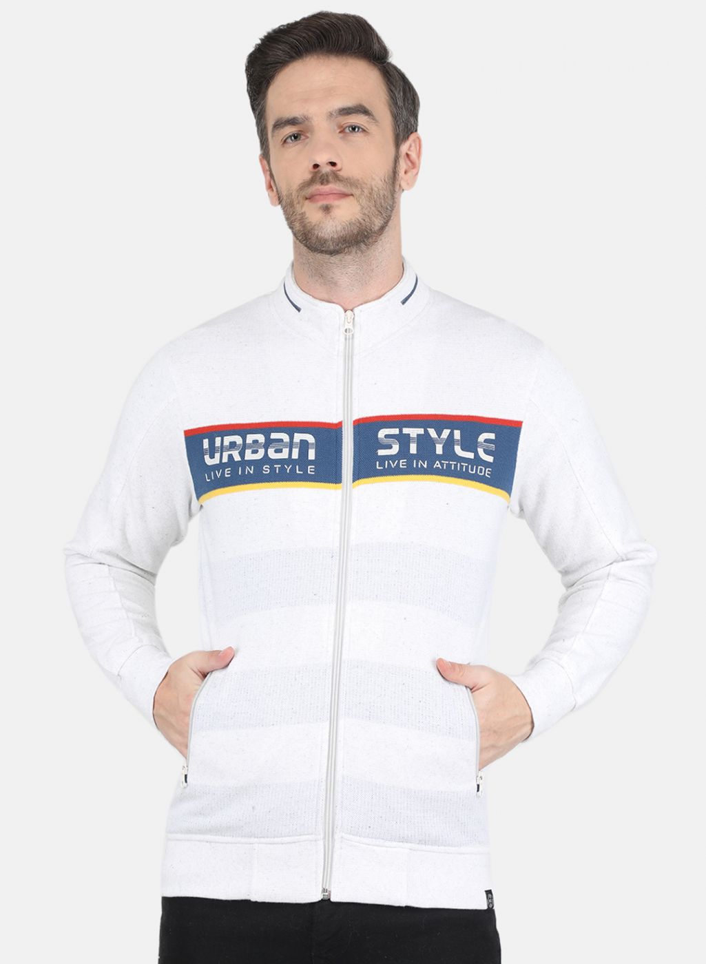 Men Grey Self design Sweatshirt