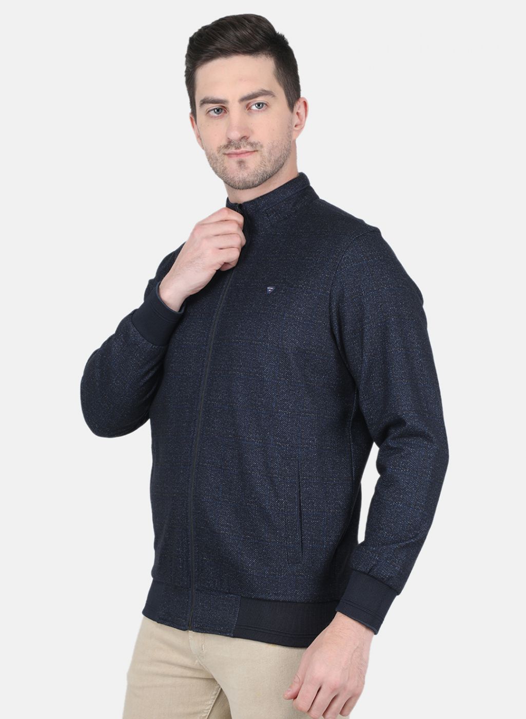 Men NAvy Blue Printed Jacket