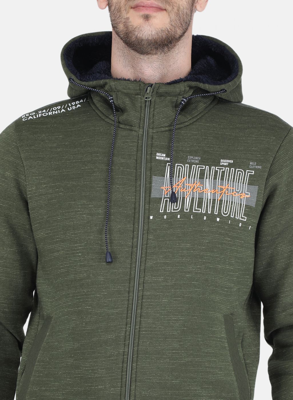 Men Olive Self design Sweatshirt