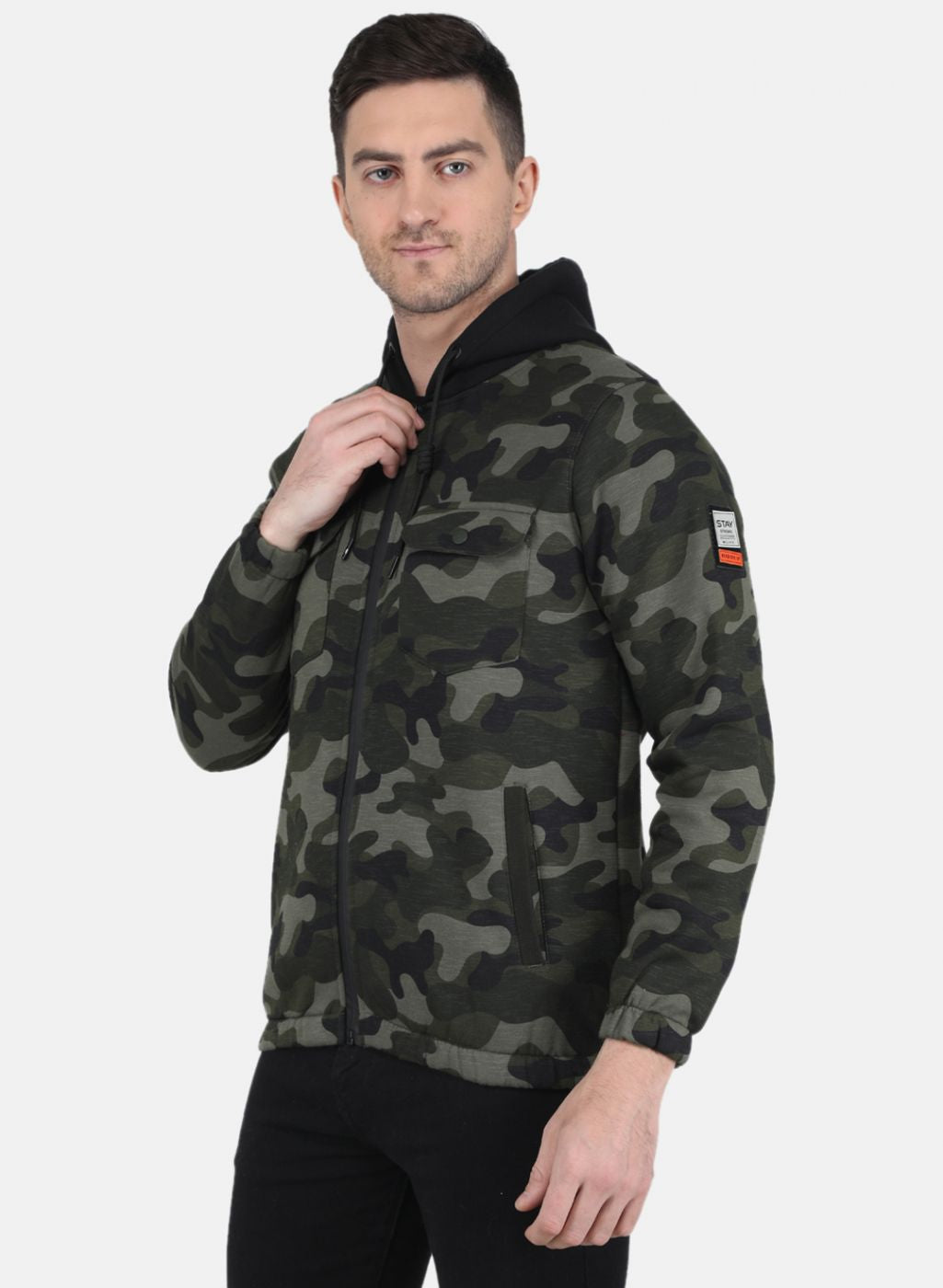 Men Olive Printed Sweatshirt