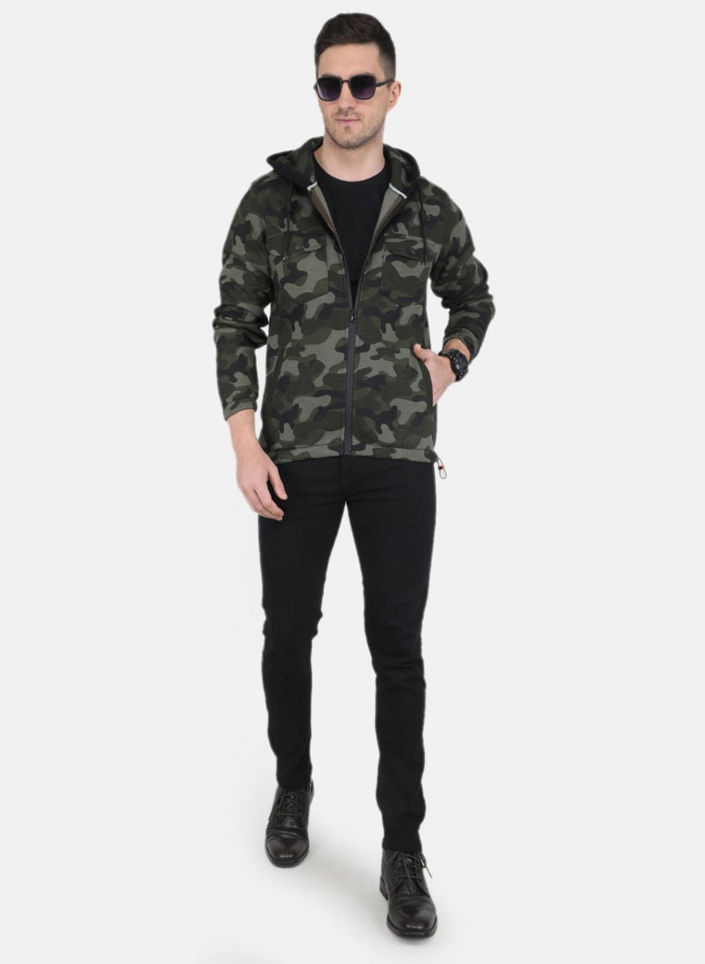 Men Olive Printed Sweatshirt
