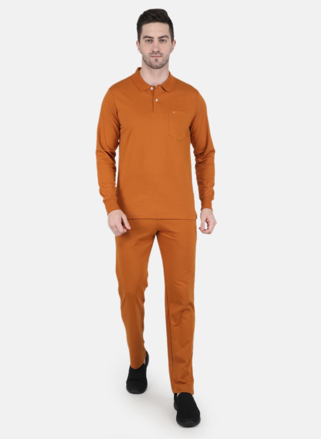 Men Mustard Solid Tracksuit