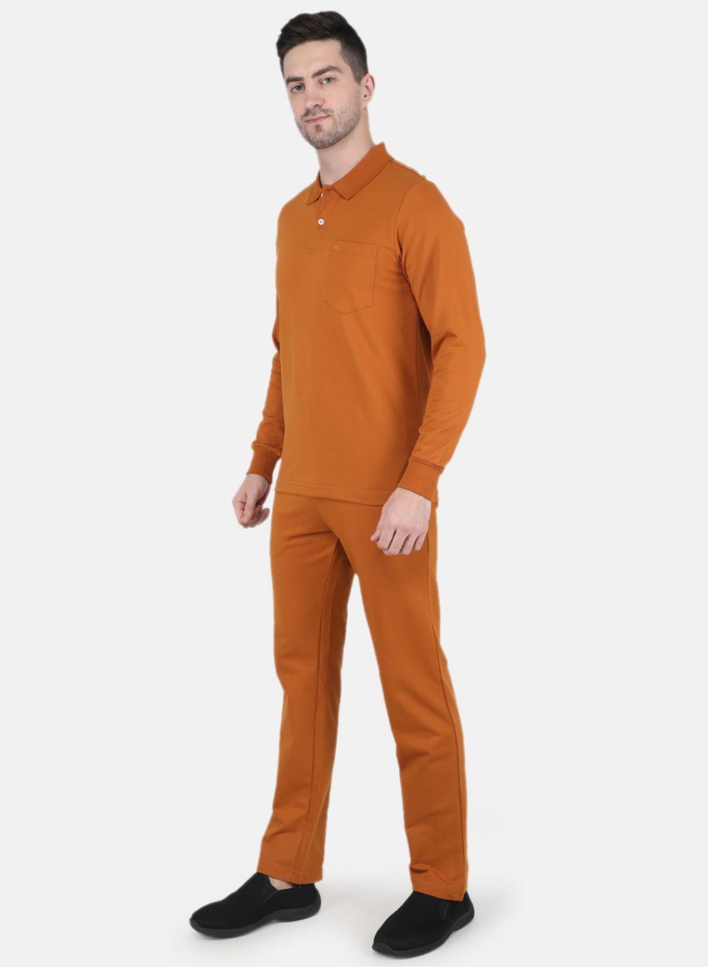 Men Mustard Solid Tracksuit