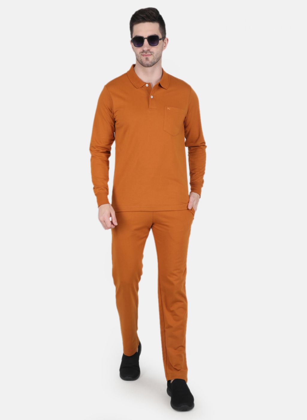 Men Mustard Solid Tracksuit