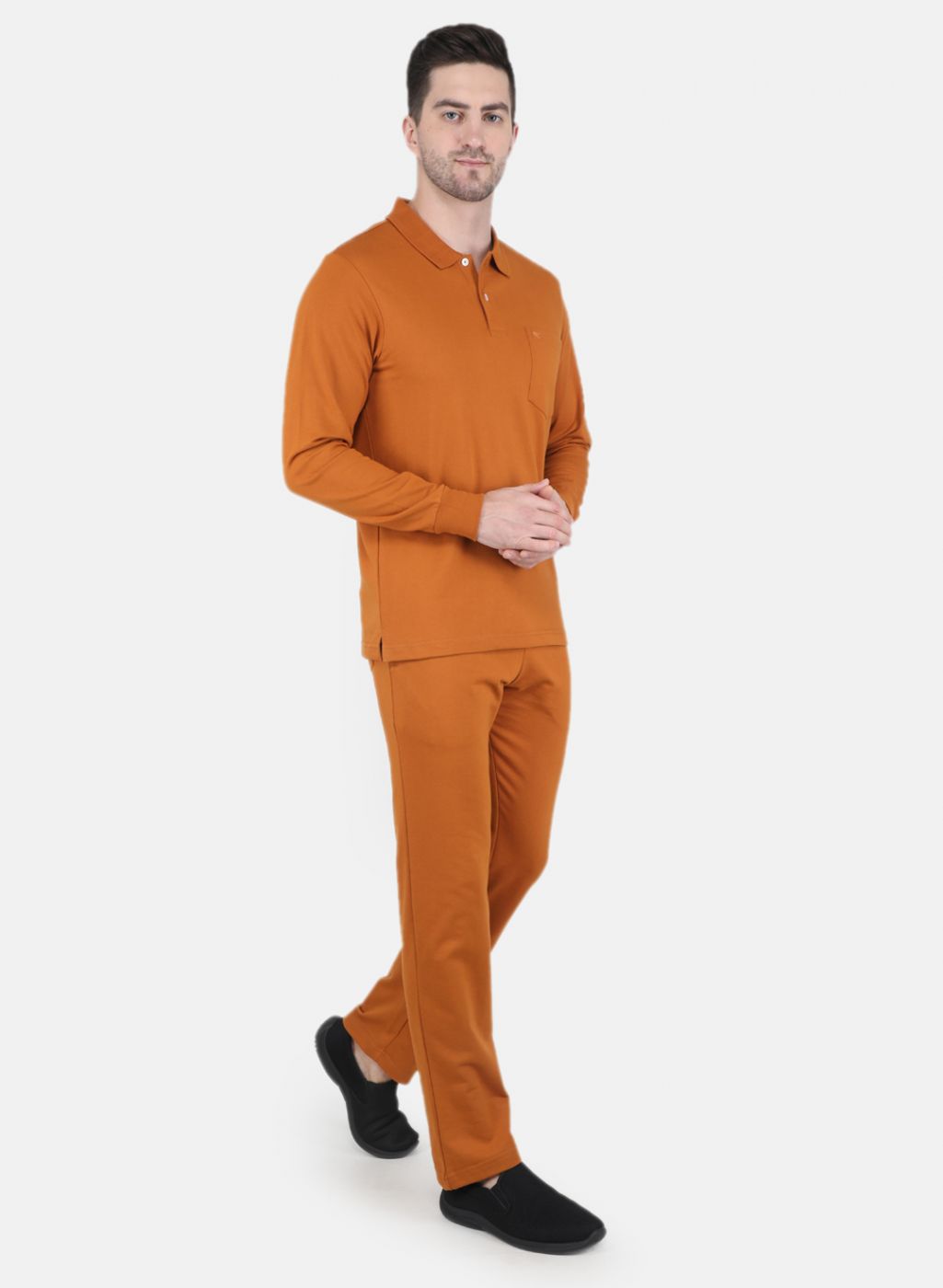 Men Mustard Solid Tracksuit