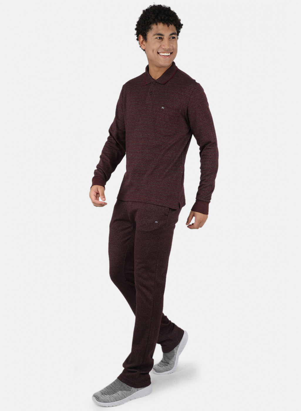 Men Maroon Solid Tracksuit