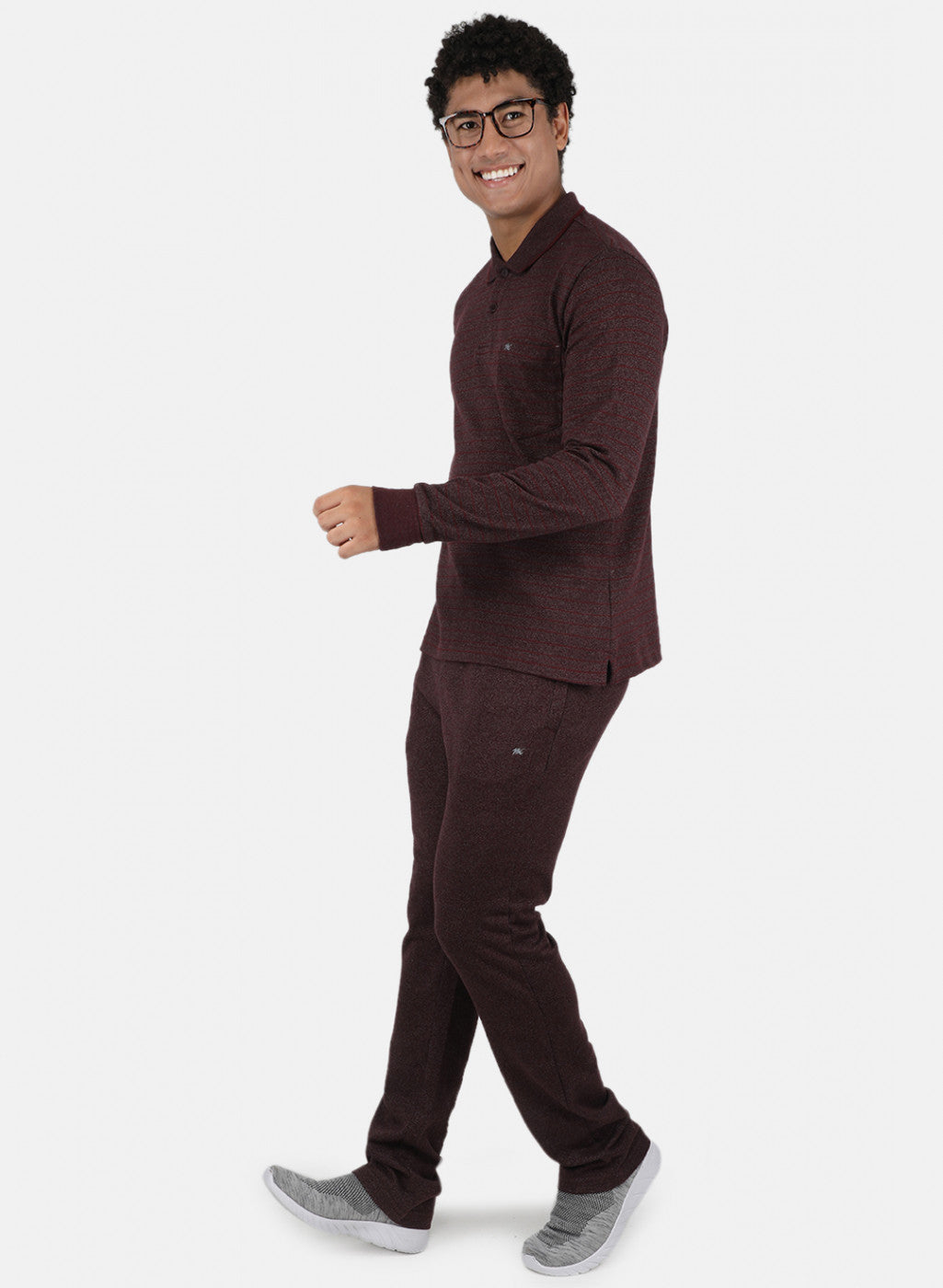 Men Maroon Solid Tracksuit