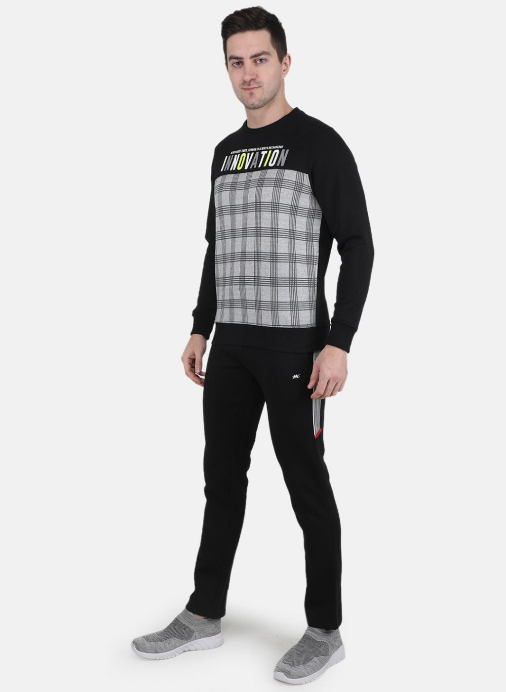 Men Black Printed Tracksuit