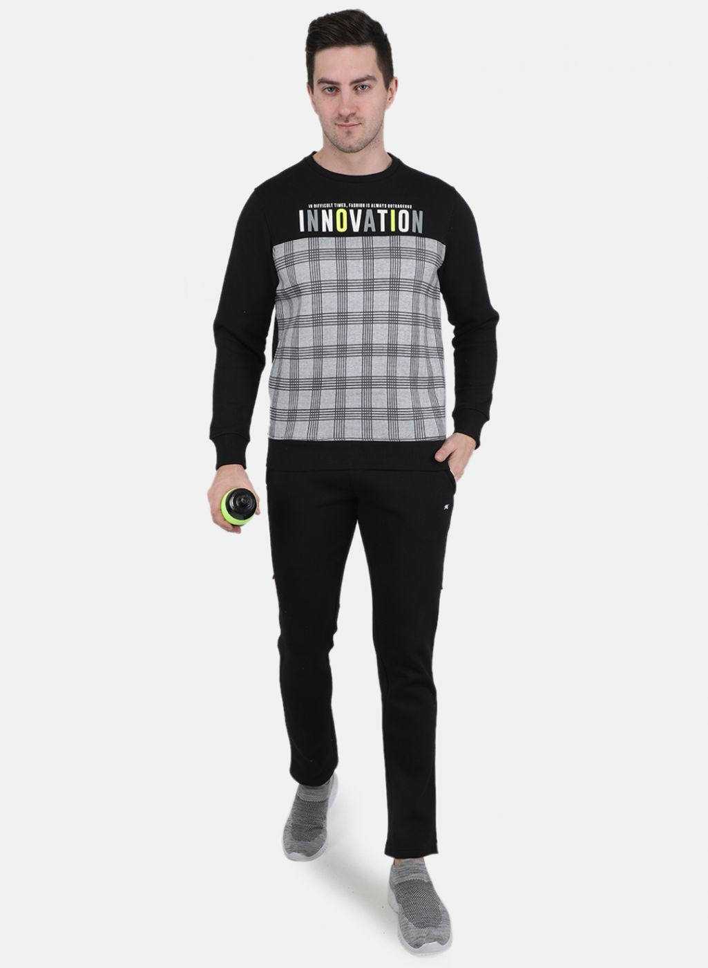 Men Black Printed Tracksuit