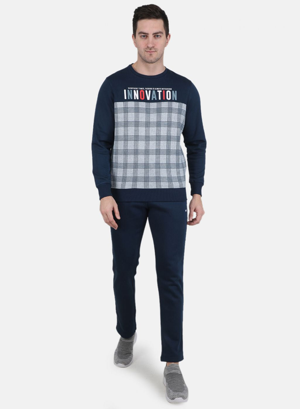 Men Blue Printed Tracksuit