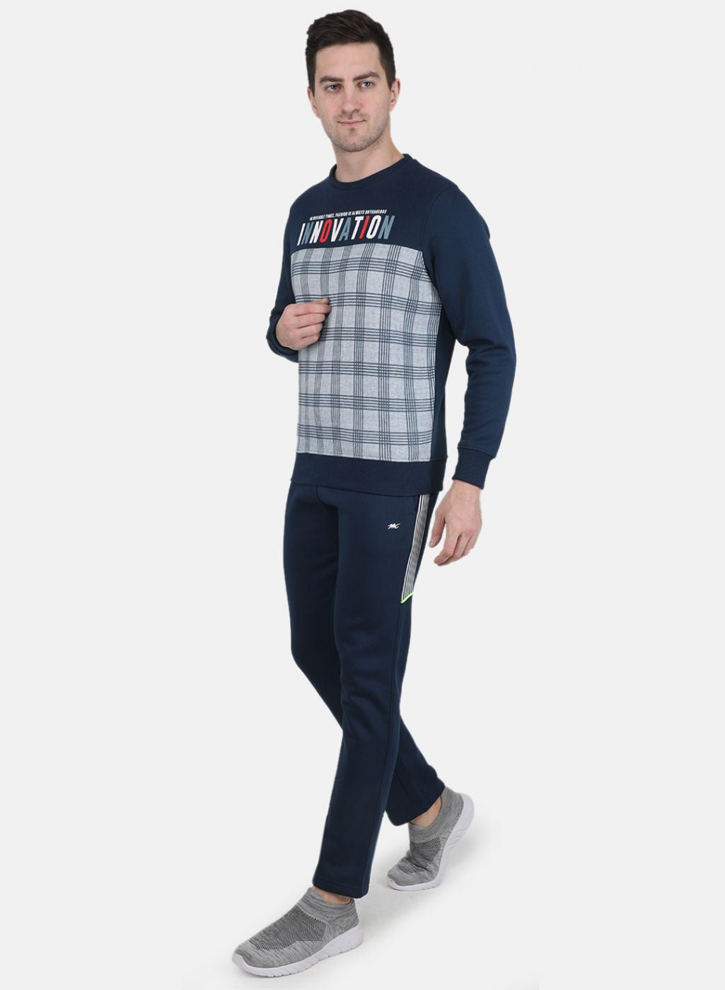 Men Blue Printed Tracksuit