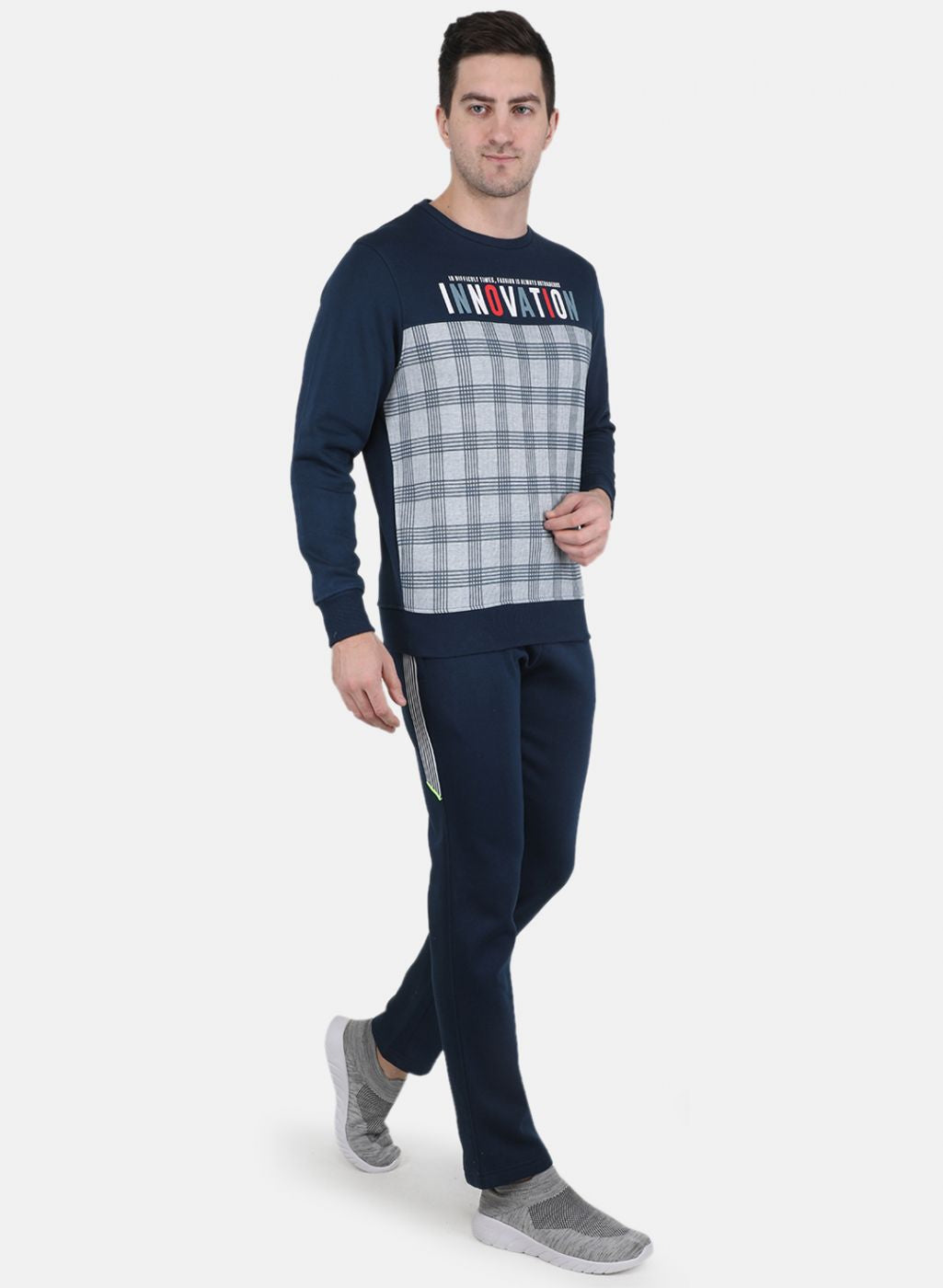 Men Blue Printed Tracksuit