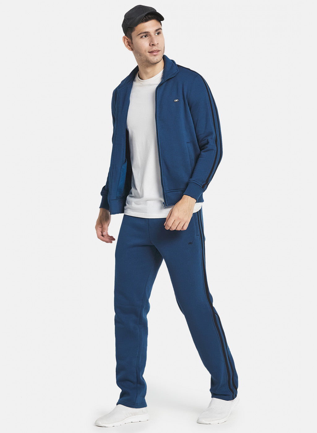 Men Teal Blue Tracksuit with Double piping on Sleeve