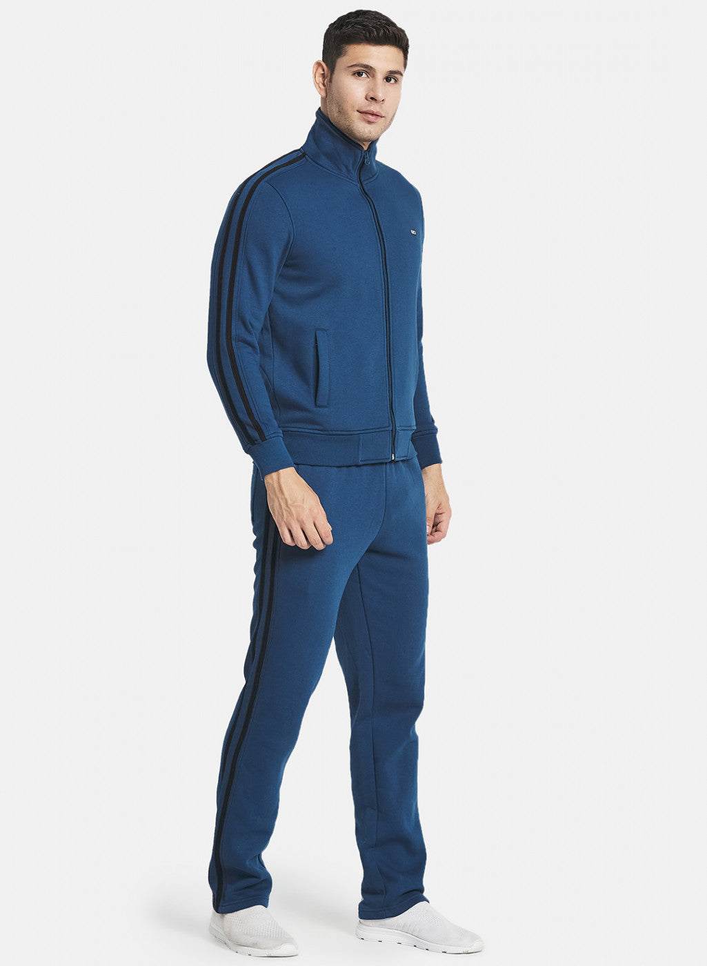 Men Teal Blue Tracksuit with Double piping on Sleeve