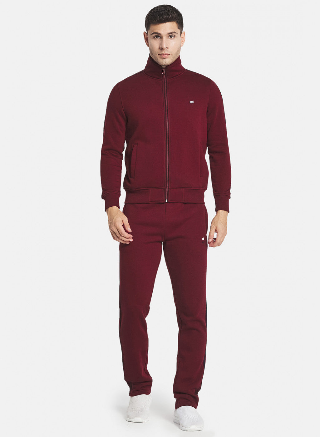 Men Maroon Tracksuit with Double piping on Sleeve