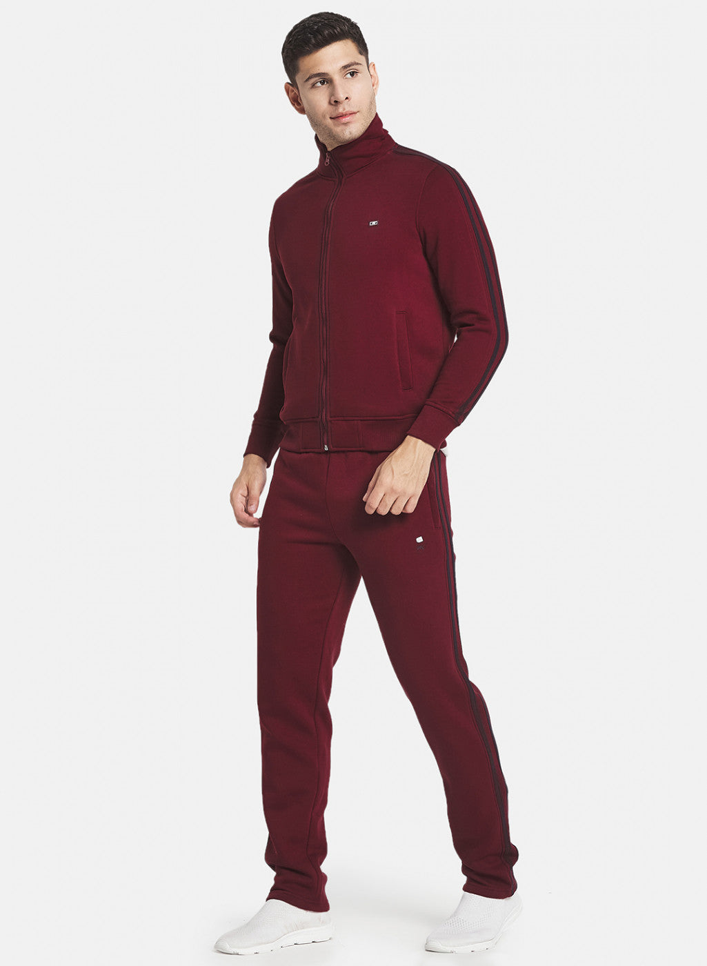 Men Maroon Tracksuit with Double piping on Sleeve