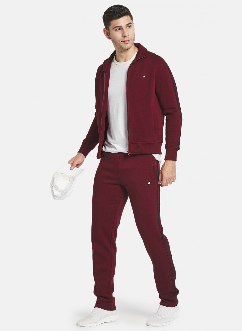 Men Maroon Tracksuit with Double piping on Sleeve