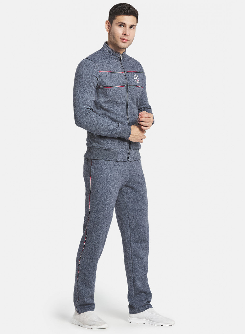 Men Blue Jaspe Fleece Tracksuit