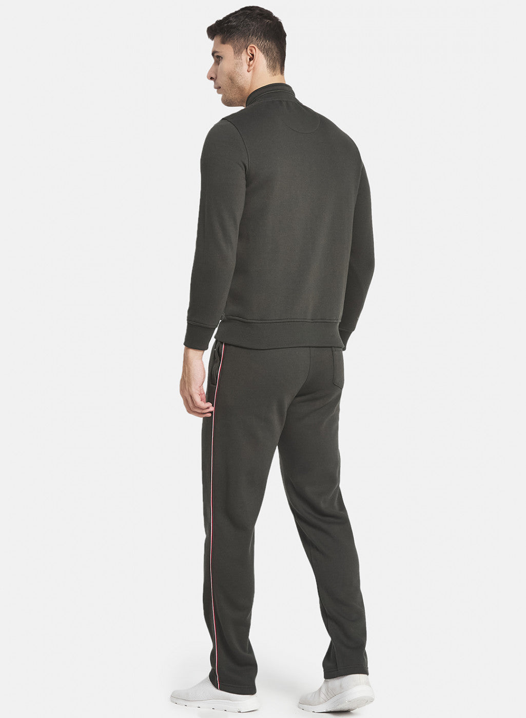 Men Olive Jaspe Fleece Tracksuit