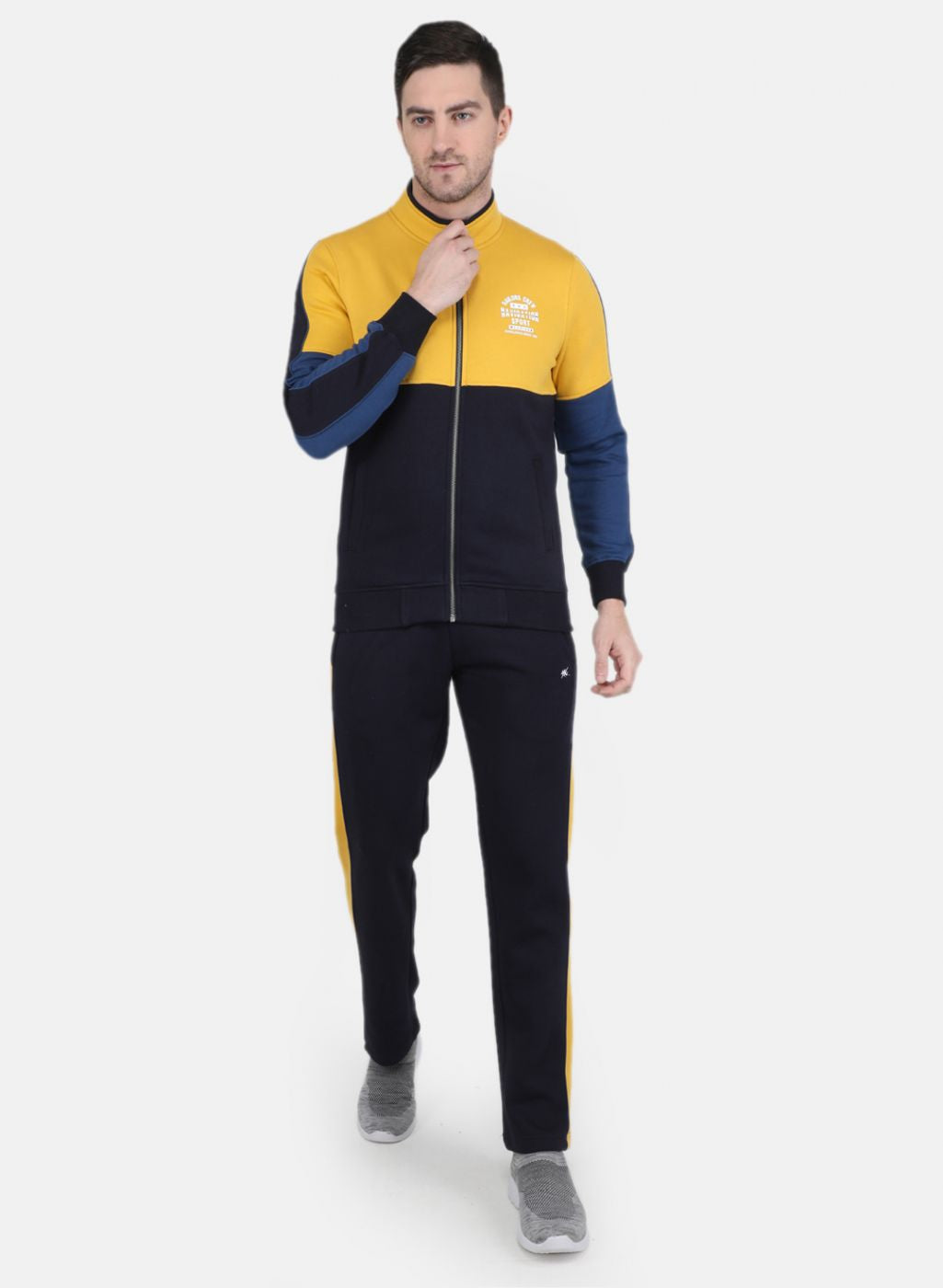 Men Yellow Solid Tracksuit