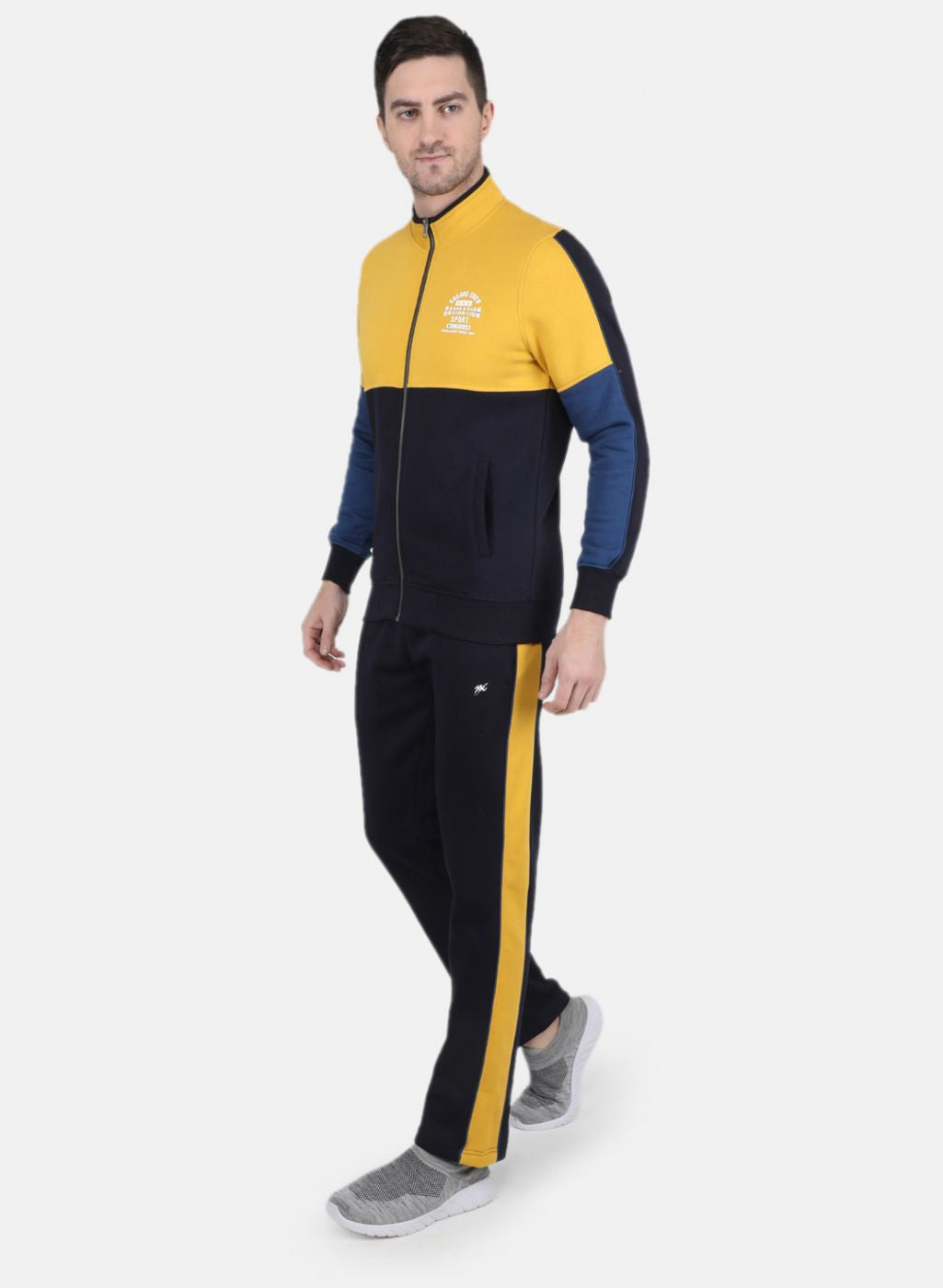 Men Yellow Solid Tracksuit