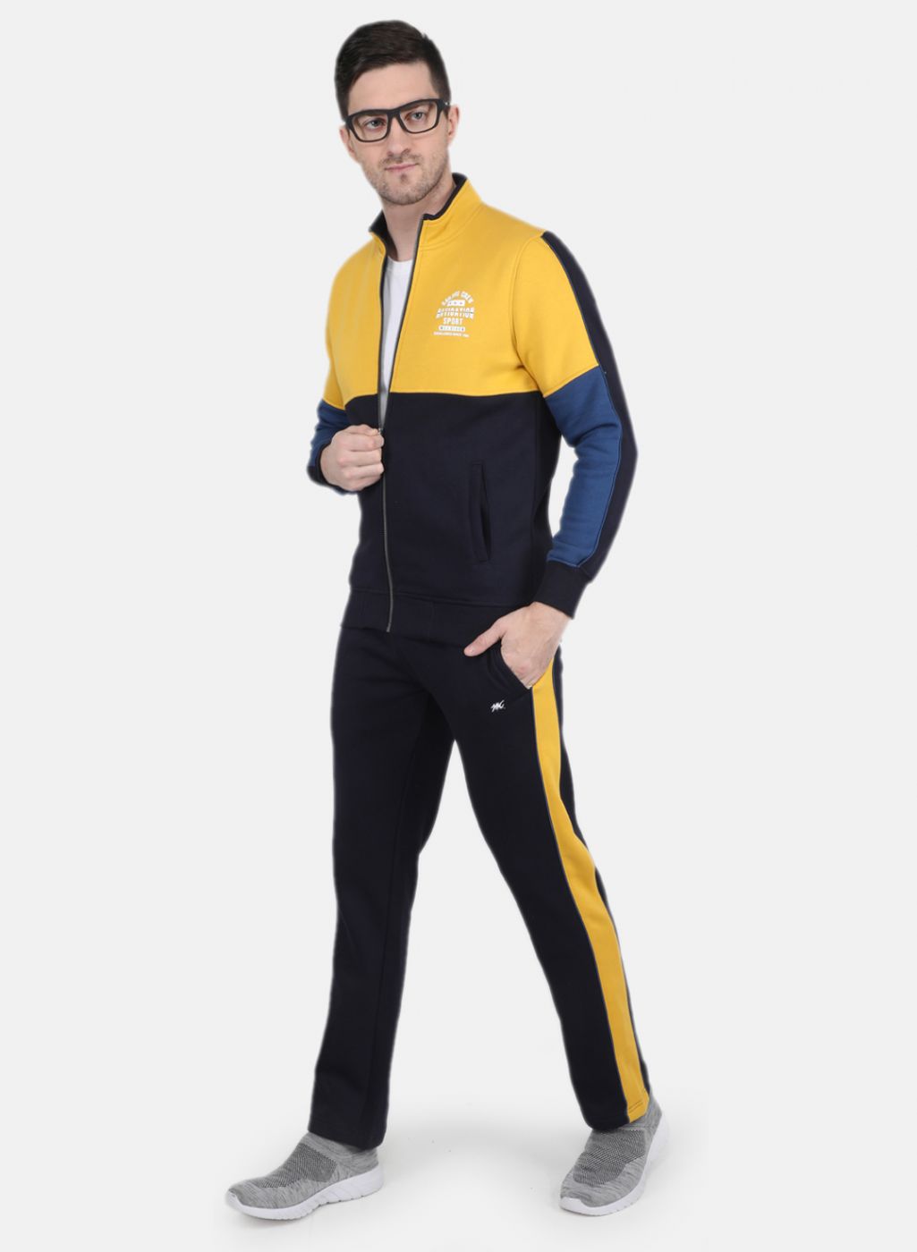 Men Yellow Solid Tracksuit