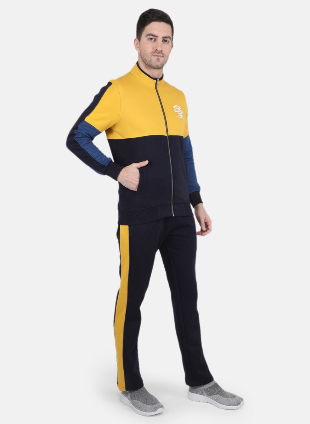 Men Yellow Solid Tracksuit