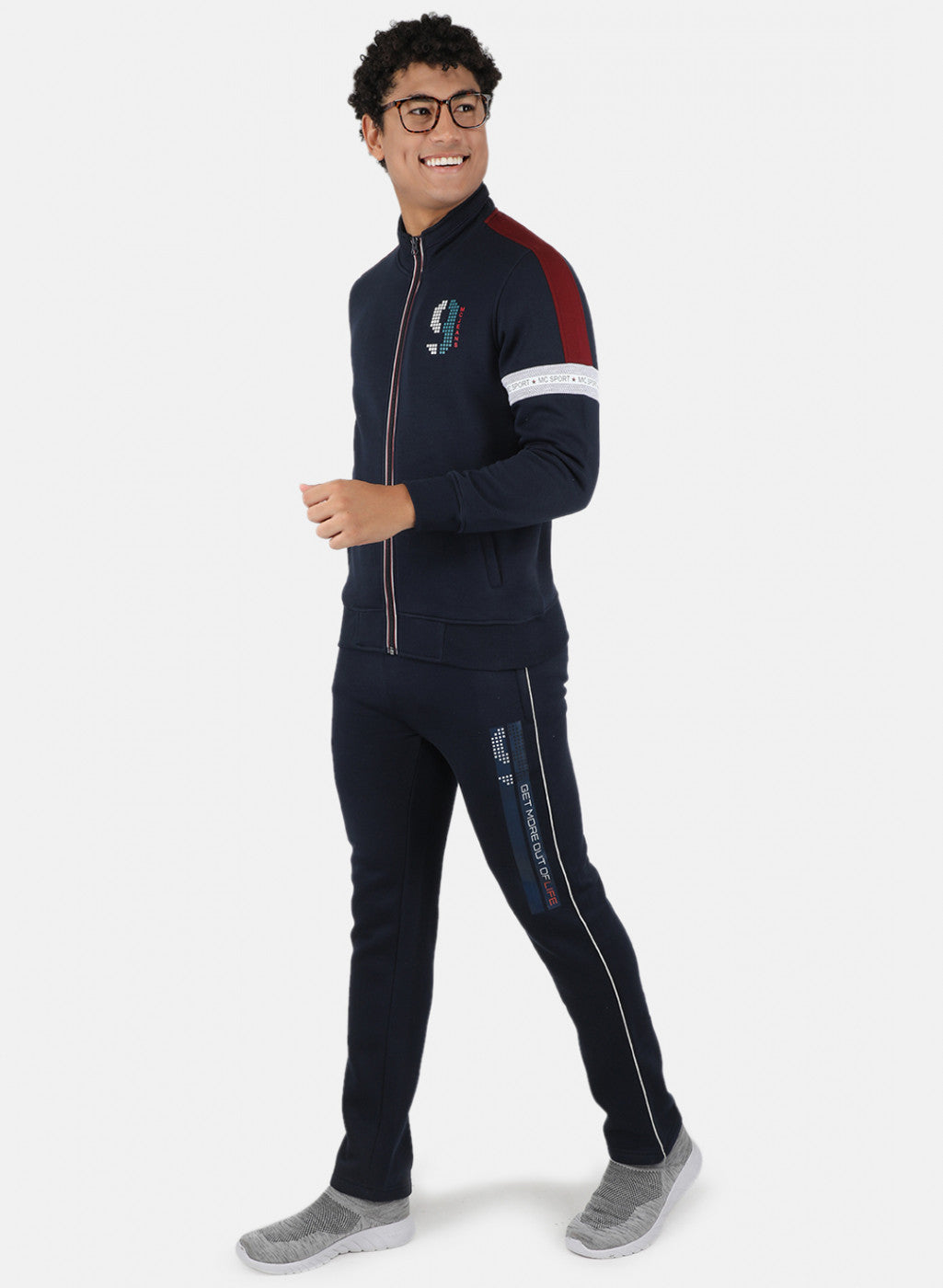 Men NAvy Blue Cut & Sew Tracksuit