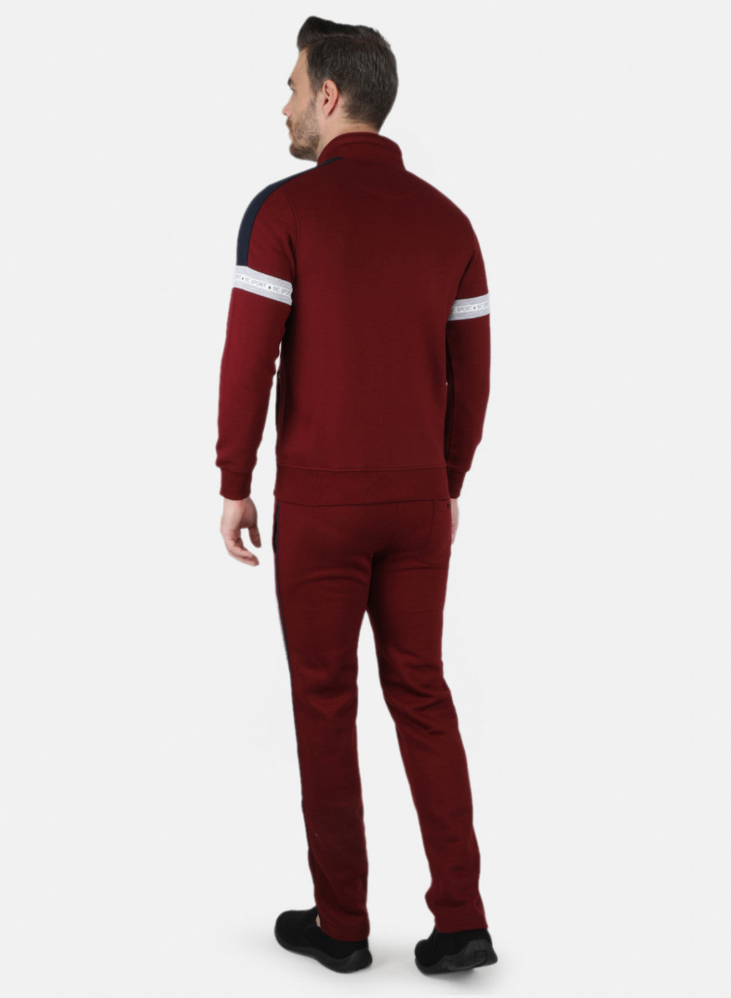 Men Maroon Cut & Sew Tracksuit