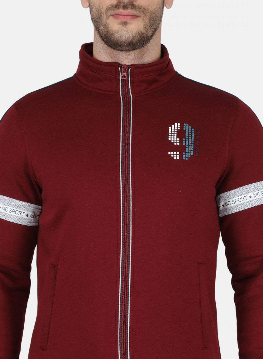 Men Maroon Cut & Sew Tracksuit