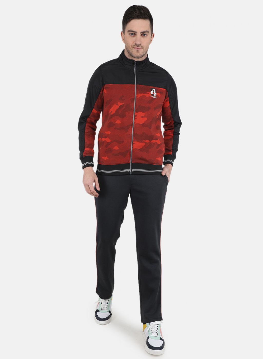 Men Orange Solid Tracksuit