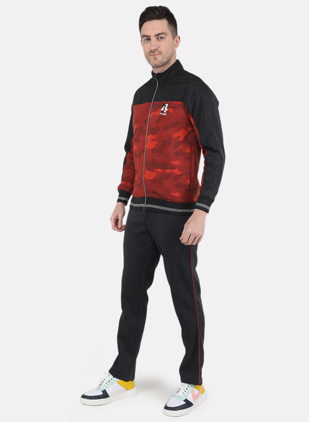 Men Orange Solid Tracksuit