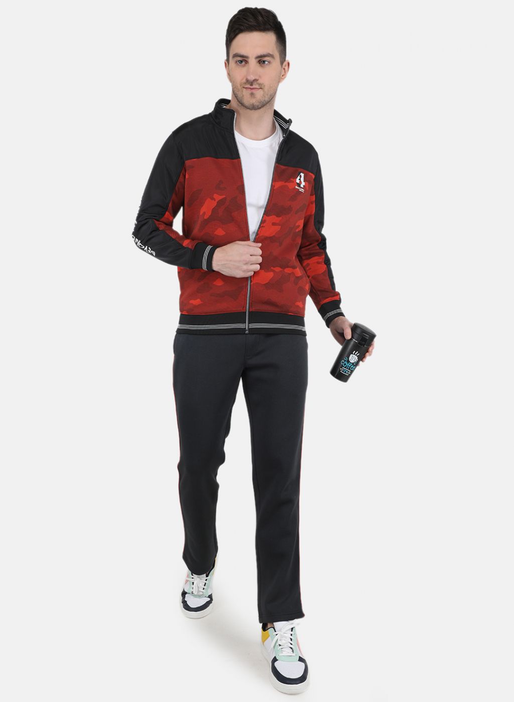 Men Orange Solid Tracksuit