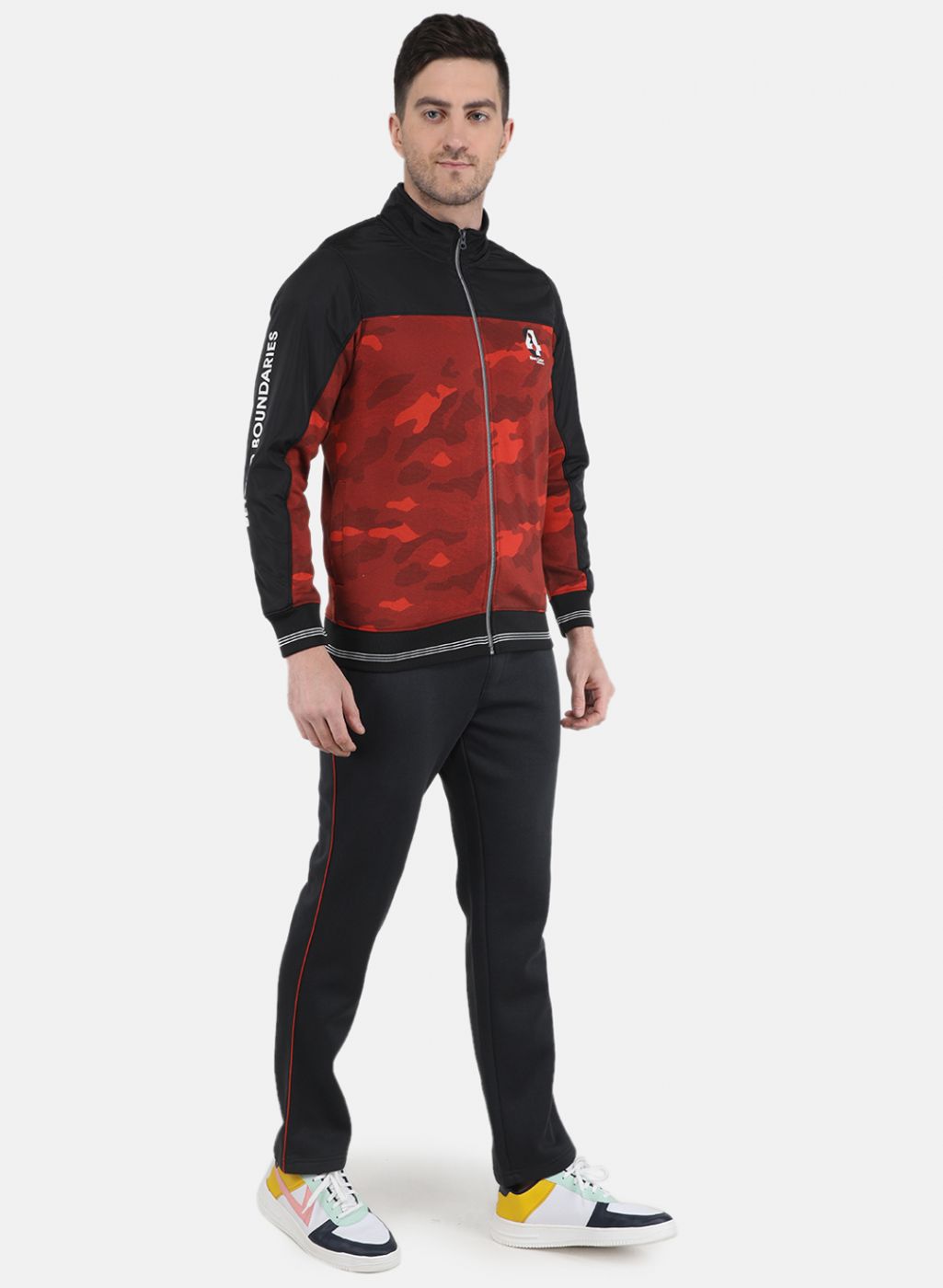 Men Orange Solid Tracksuit