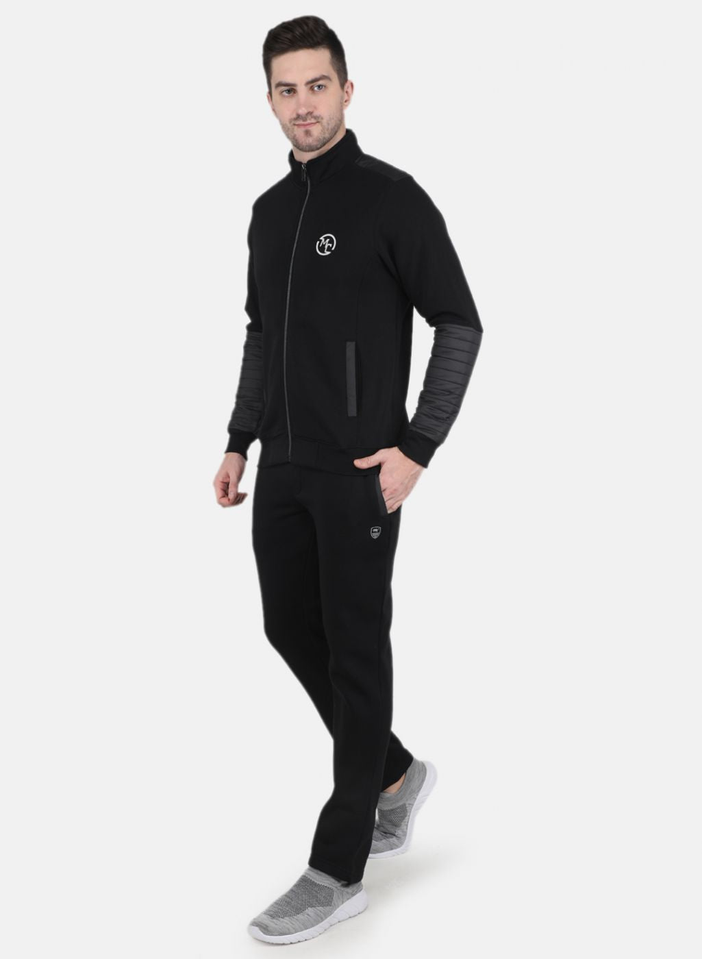 Men Black Solid Tracksuit