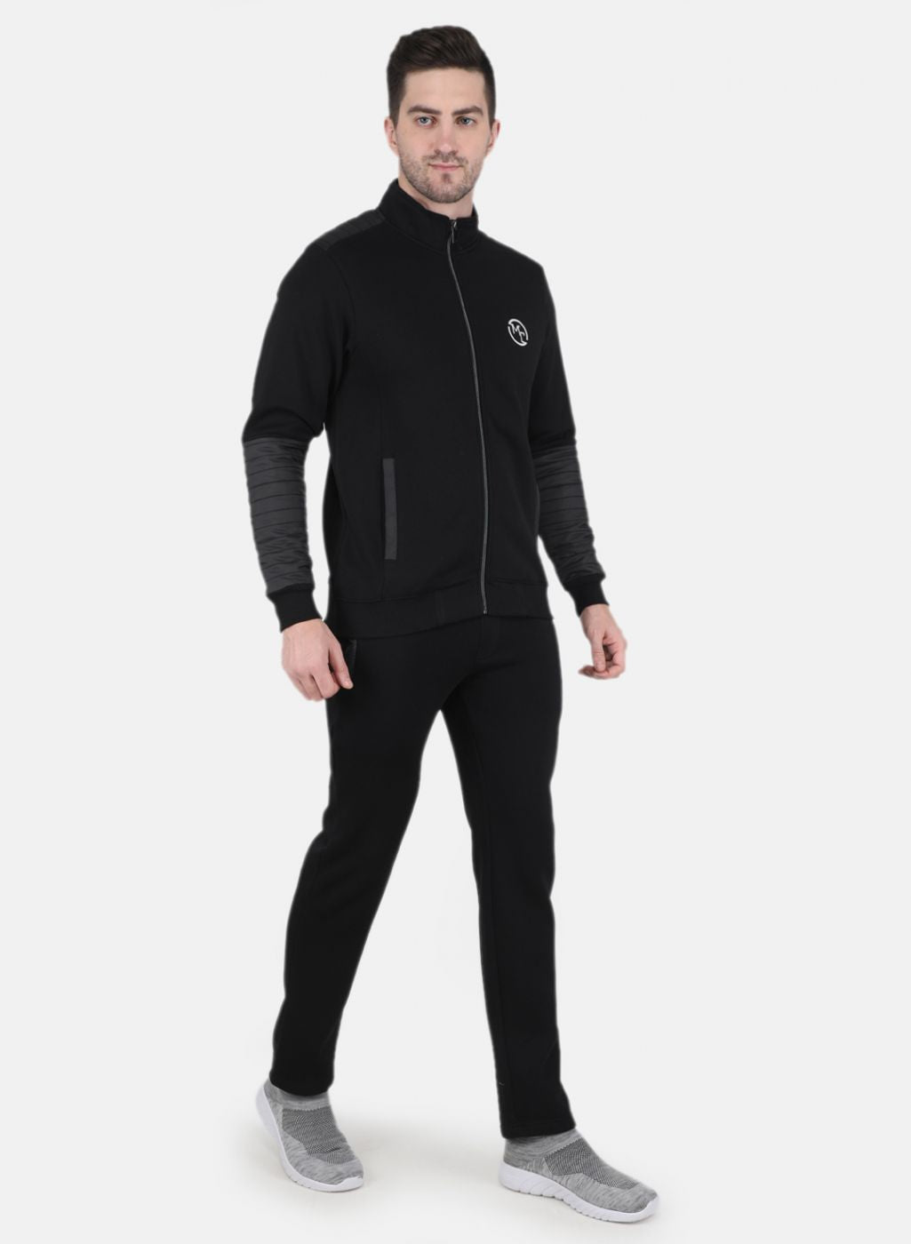 Men Black Solid Tracksuit
