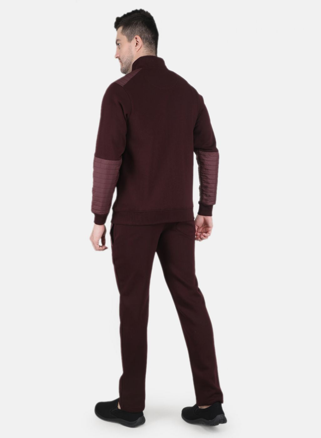 Men Burgundy Solid Tracksuit