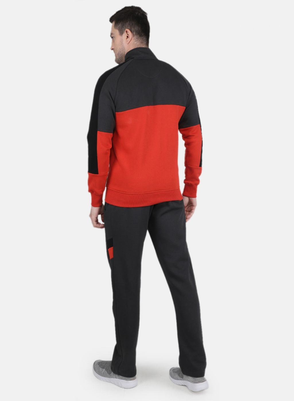 Men Grey & Orange Solid Tracksuit