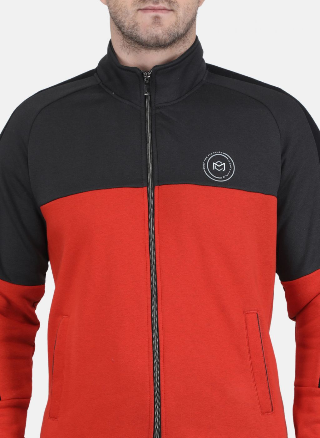 Men Grey & Orange Solid Tracksuit