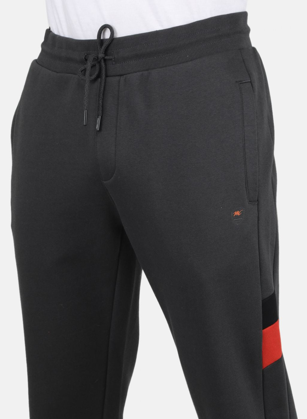 Men Grey & Orange Solid Tracksuit