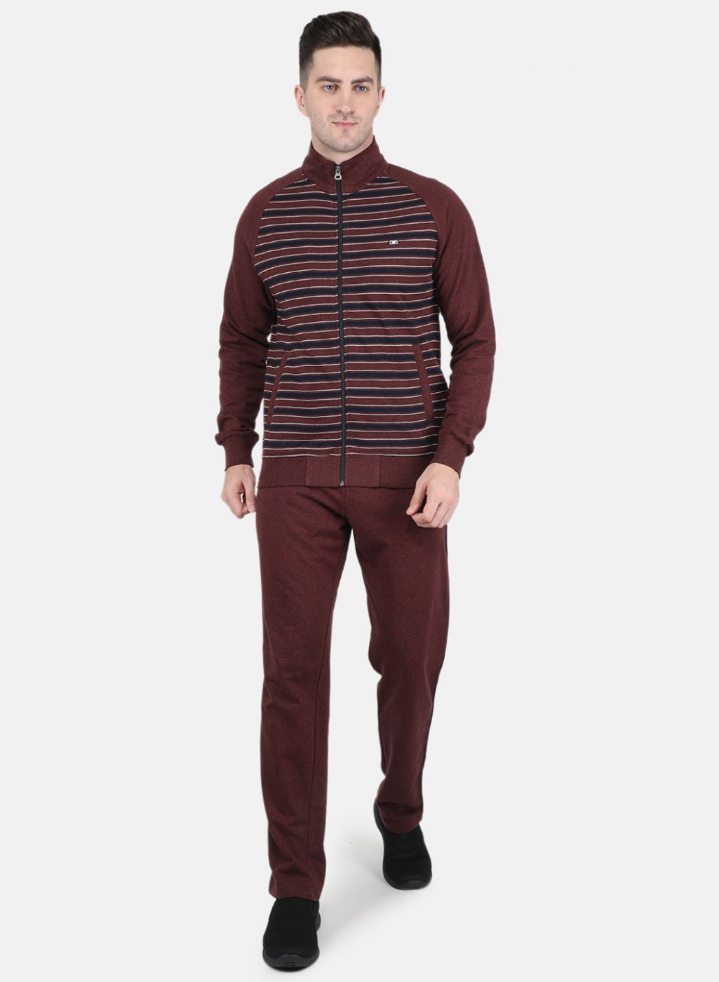 Men Maroon Stripe Tracksuit