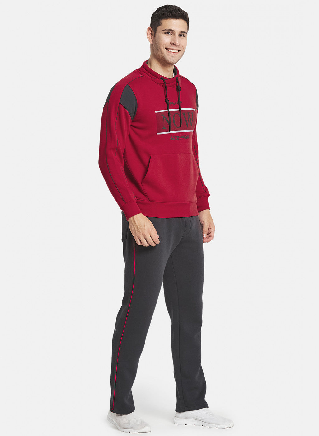 Men Red Cut & Sew Tracksuit