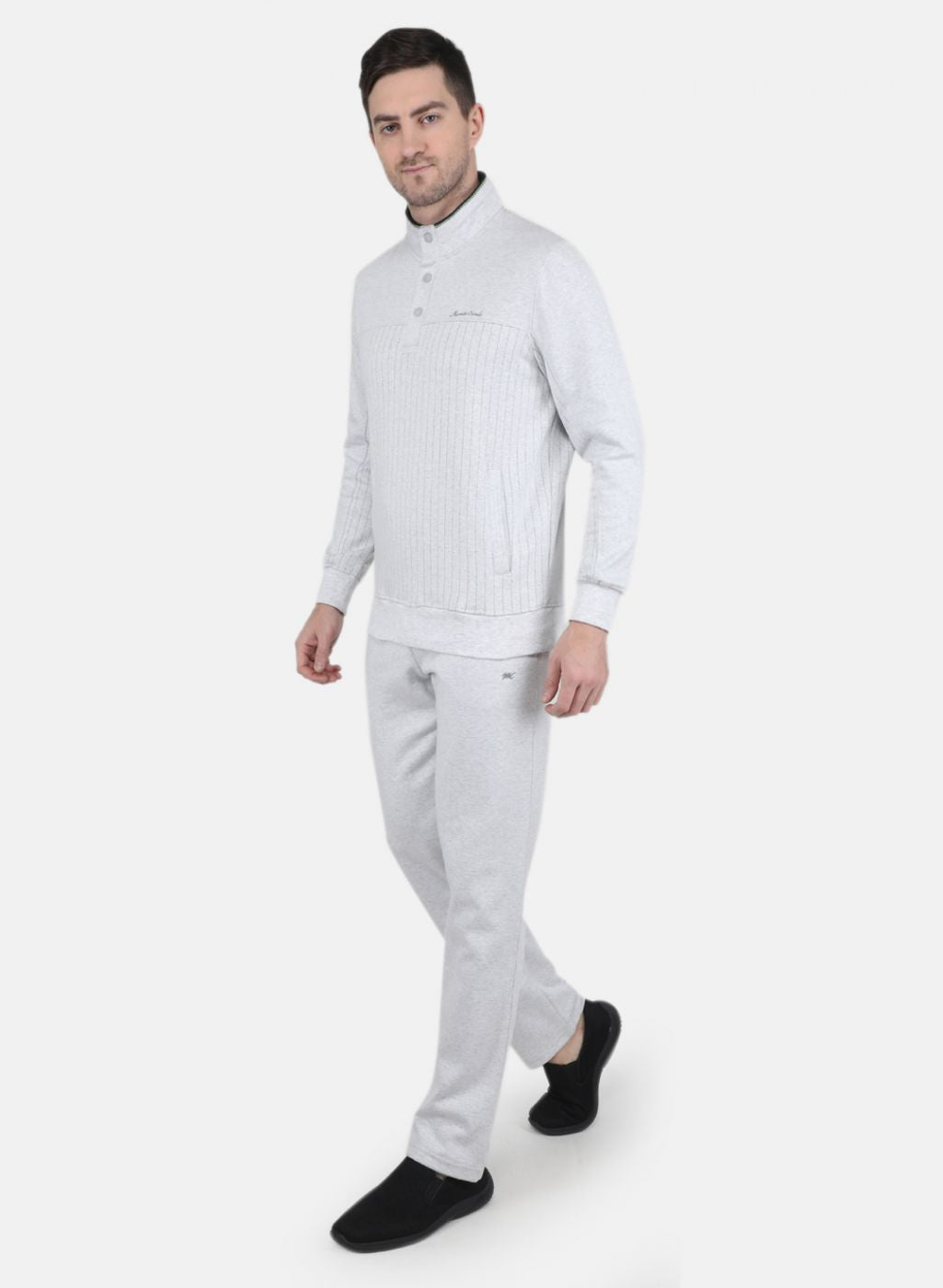 Men Grey Solid Tracksuit