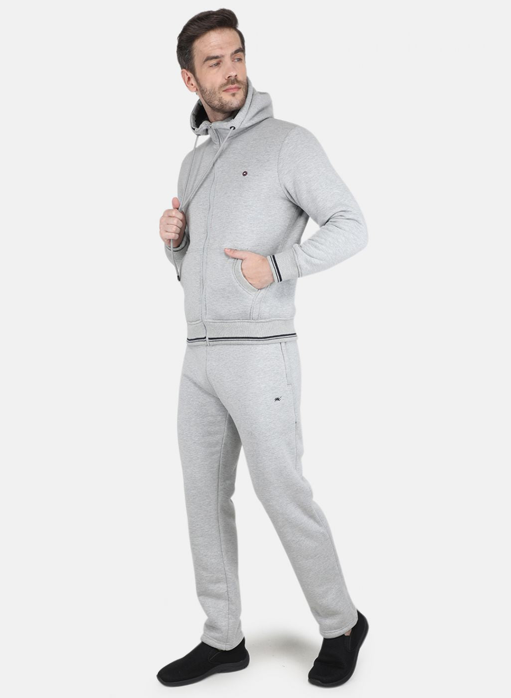 Men Grey Solid Tracksuit