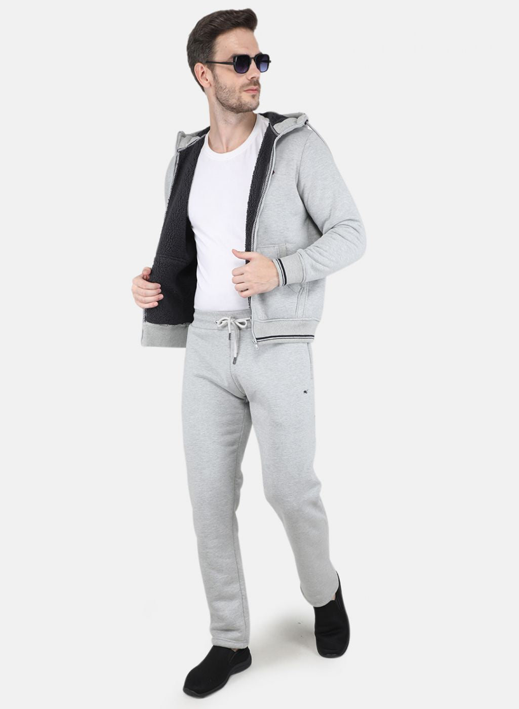 Men Grey Solid Tracksuit