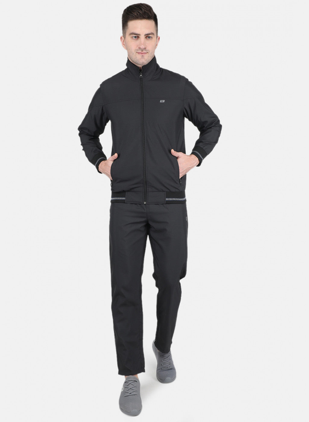 Men Black Solid Tracksuit