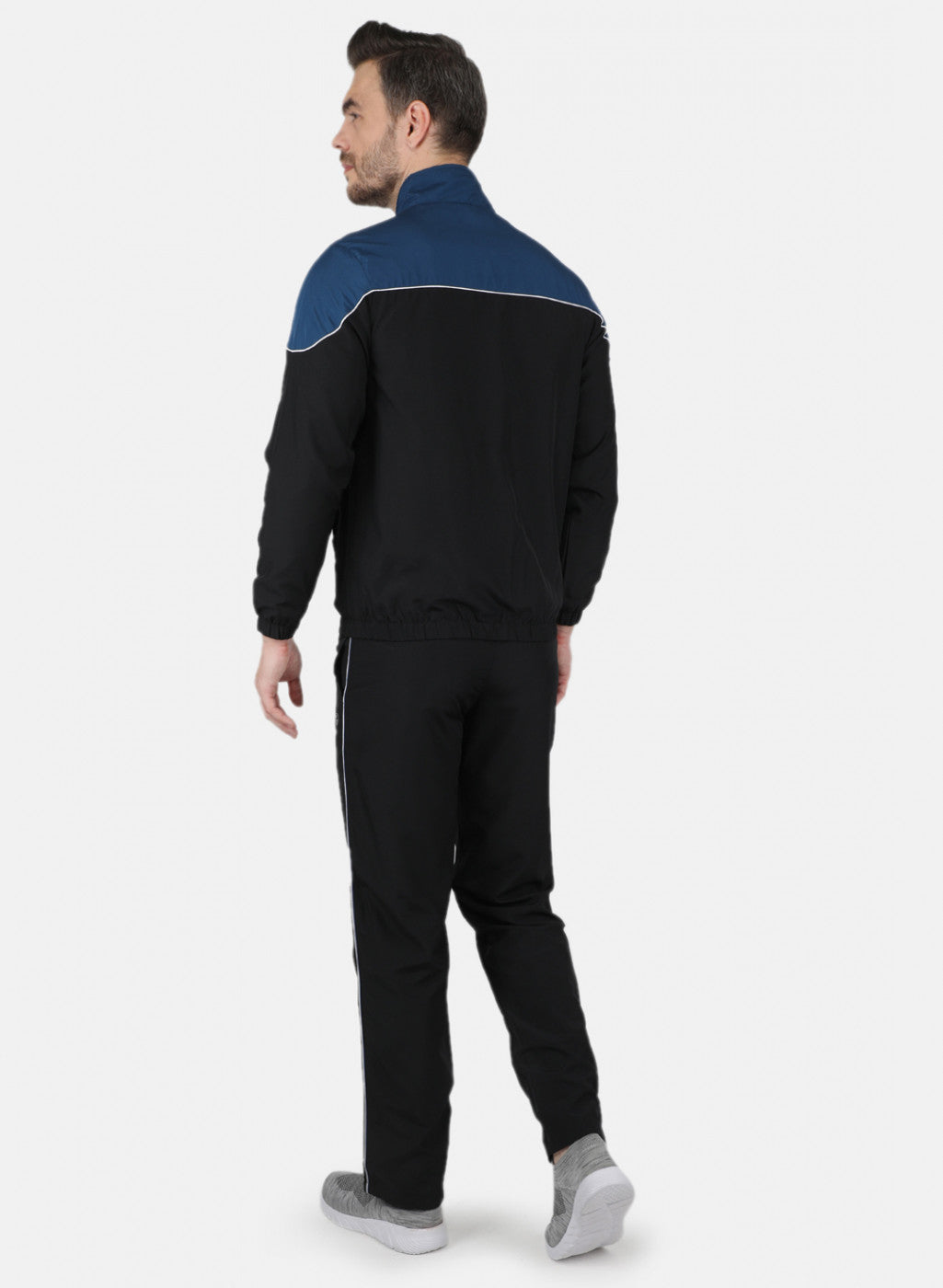 Men Black Light Weight Cut & Sew Tracksuit