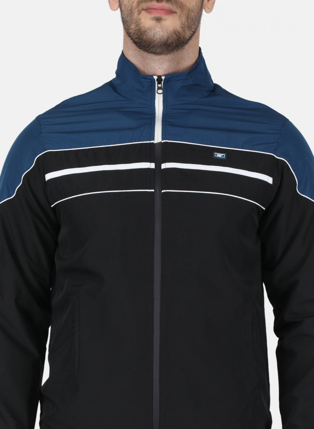 Men Black Light Weight Cut & Sew Tracksuit