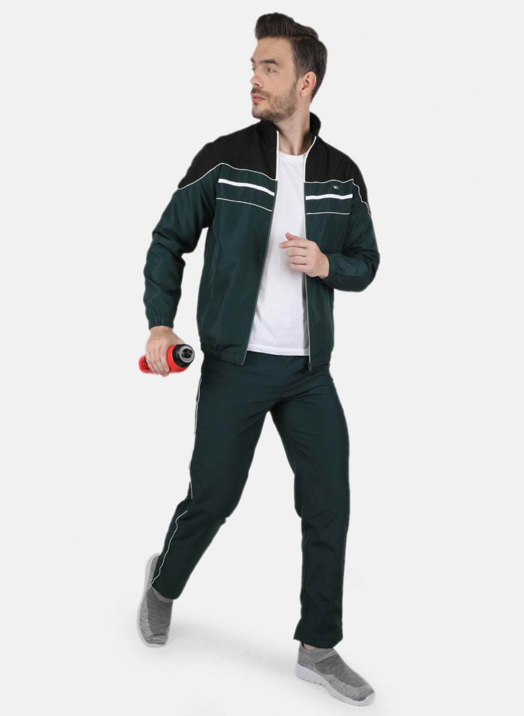 Men Green Light Weight Cut & Sew Tracksuit