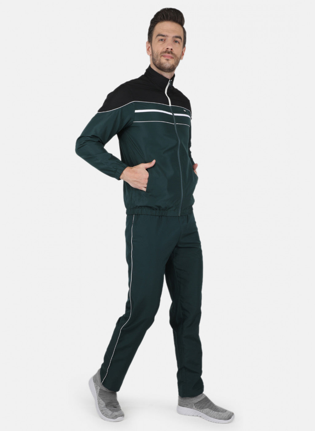 Men Green Light Weight Cut & Sew Tracksuit